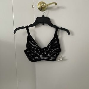 RHINESTONE BRALETTE CROP TOP L NWT